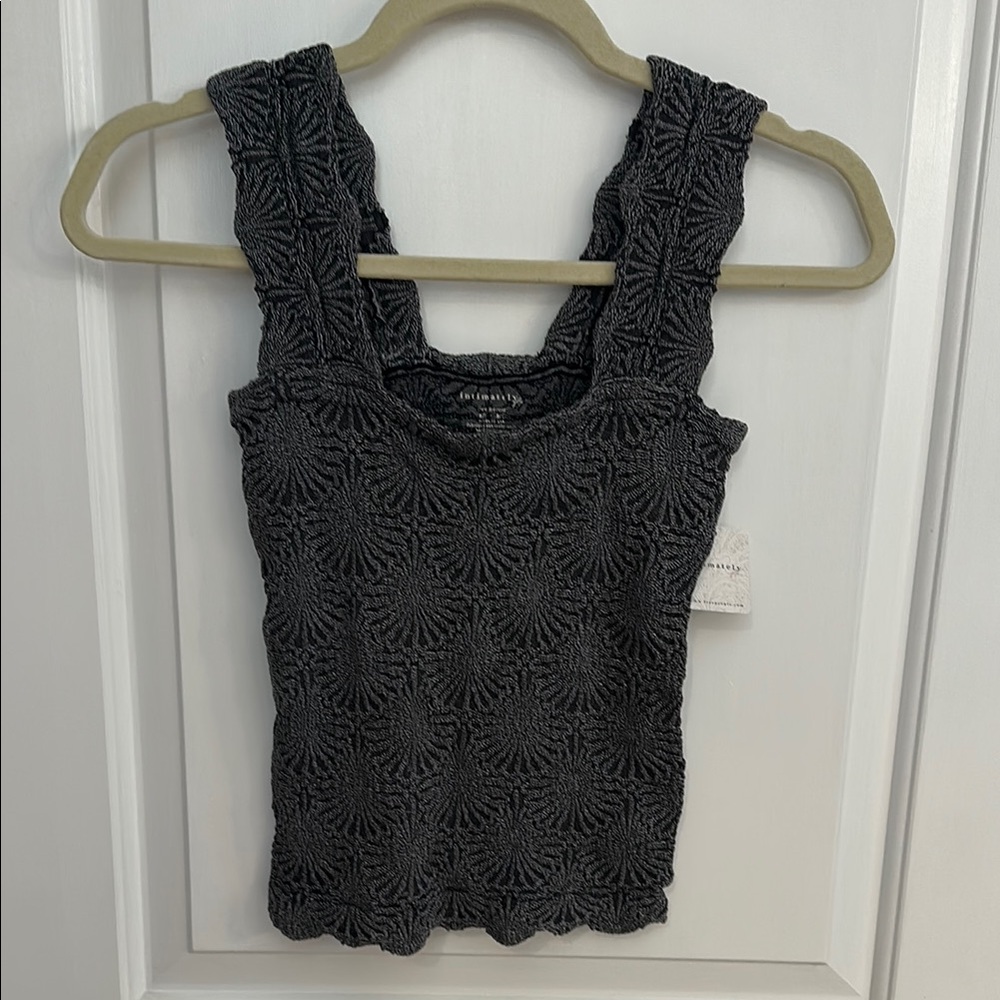 Free People Black Smocked Tank Top